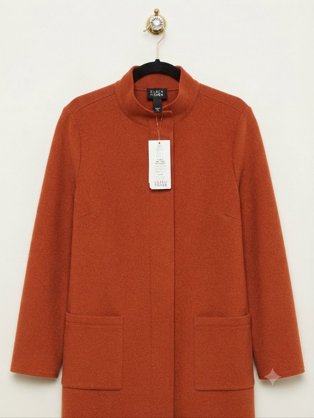 Eileen Fisher Wool Melton Melange Carrot Asymmetric Coat NWT XS $198